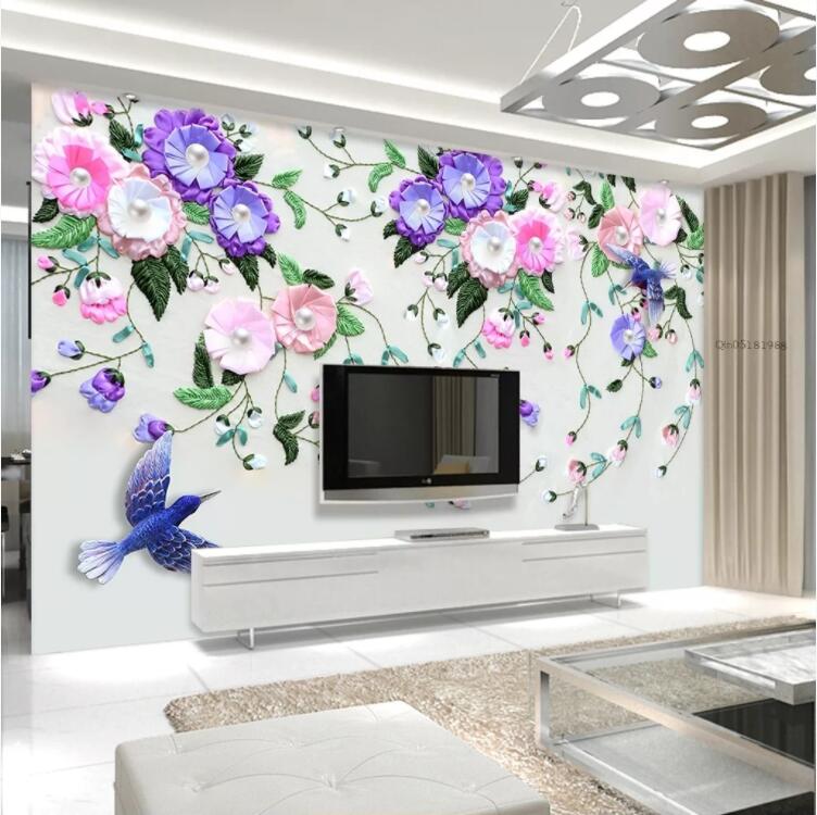 3D Vine Flower Bird WC570 Wall Murals