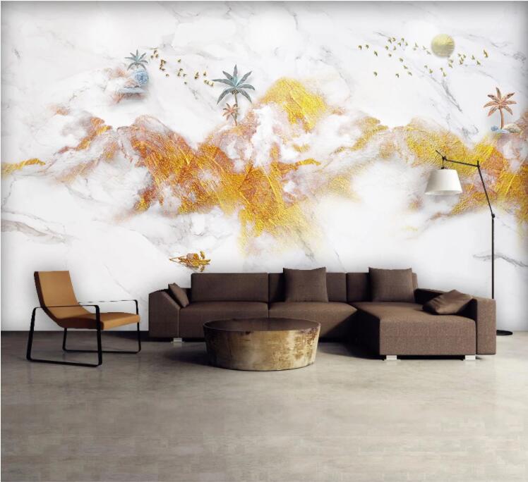 3D Gold Mountain WC1465 Wall Murals