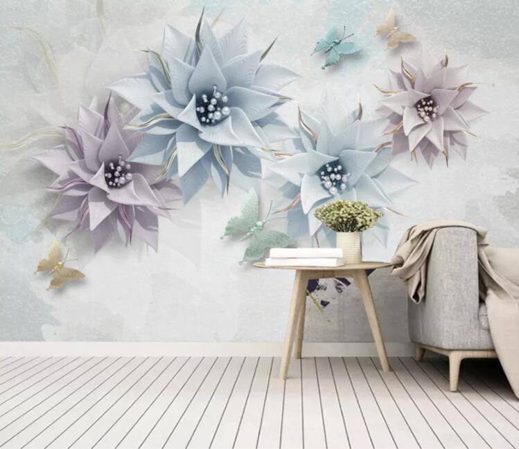 3D Purple Peony WC2764 Wall Murals