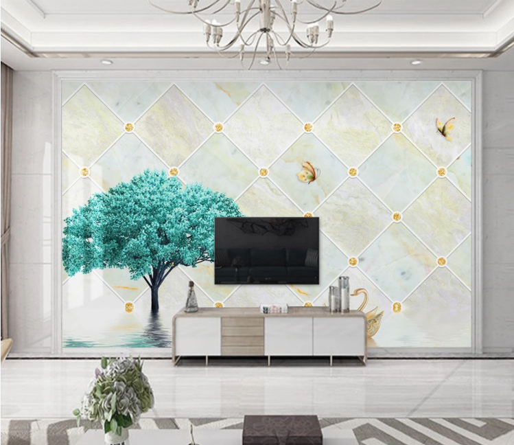 3D Tree Swan WC2629 Wall Murals