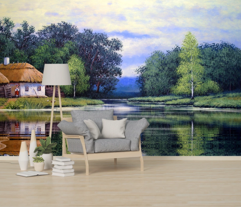 3D River House WC1095 Wall Murals