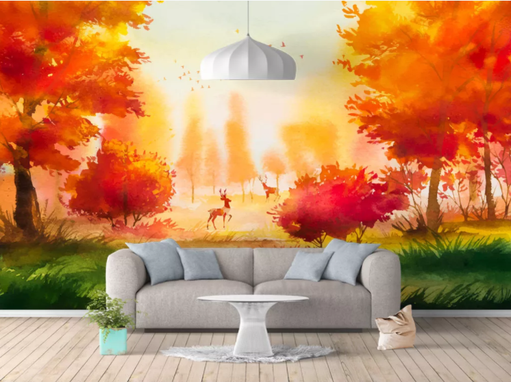 3D Fawn Dusk WC889 Wall Murals