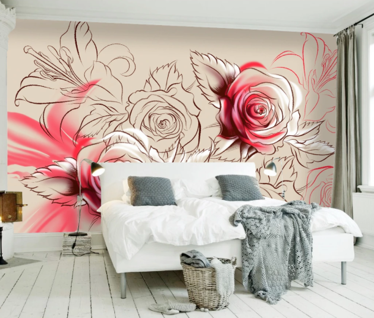 3D Coloring Flower WC774 Wall Murals