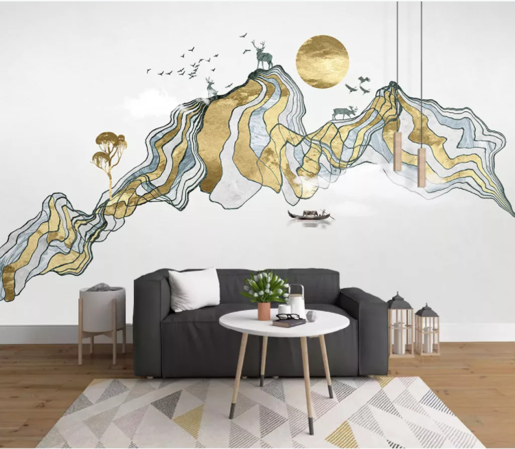 3D Golden Sun Deer WC1704 Wall Murals