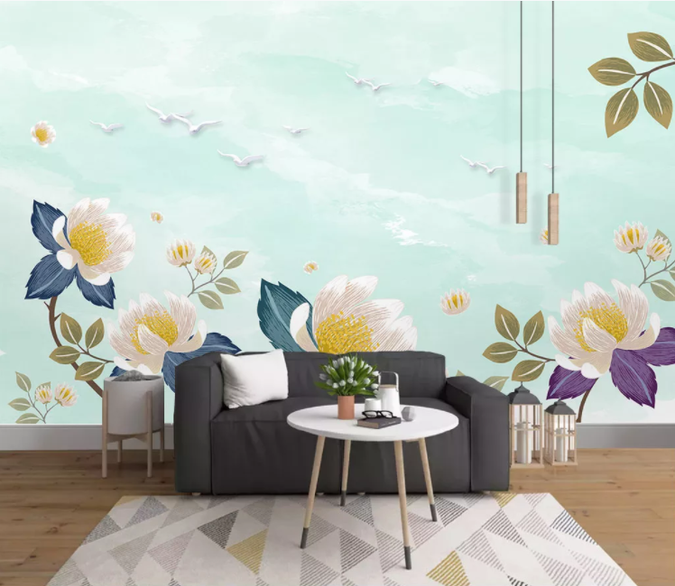 3D Flower Dove WC1564 Wall Murals