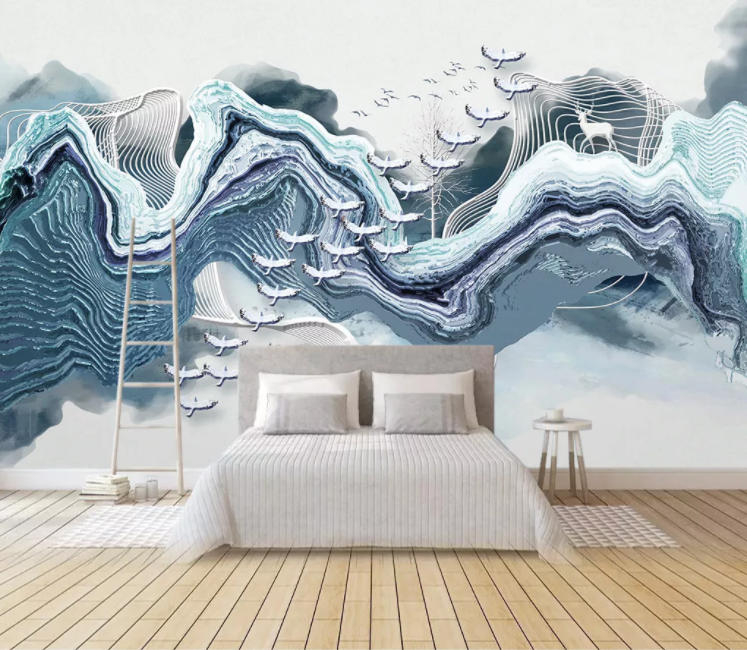 3D Birds Boat WC1549 Wall Murals