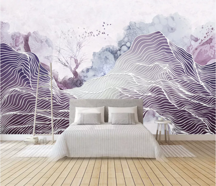 3D Purple Stone Tree WC1488 Wall Murals