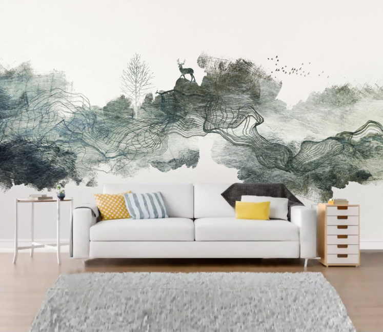 3D Black Fawn WC1486 Wall Murals