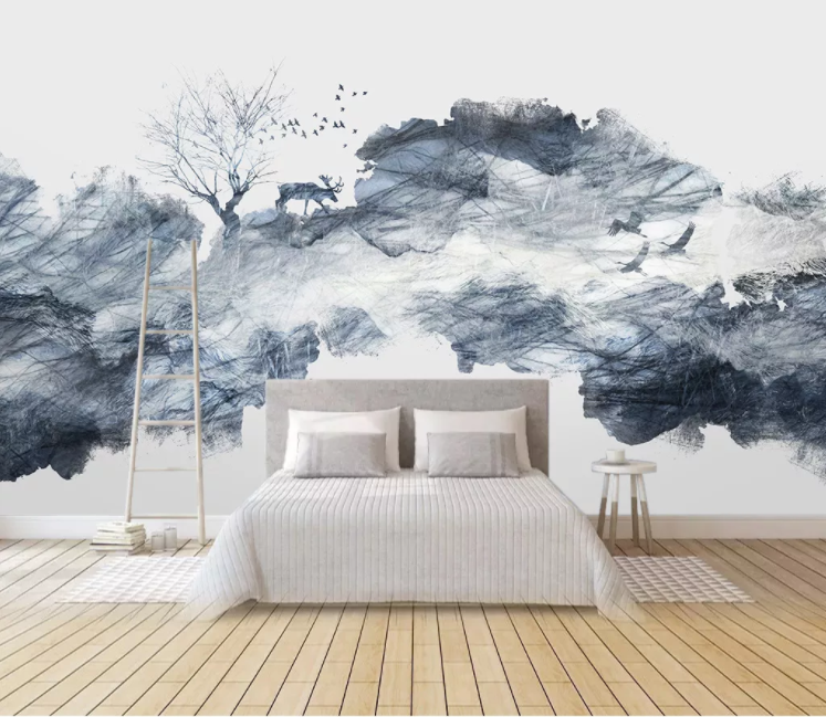 3D Blue Fawn WC1485 Wall Murals