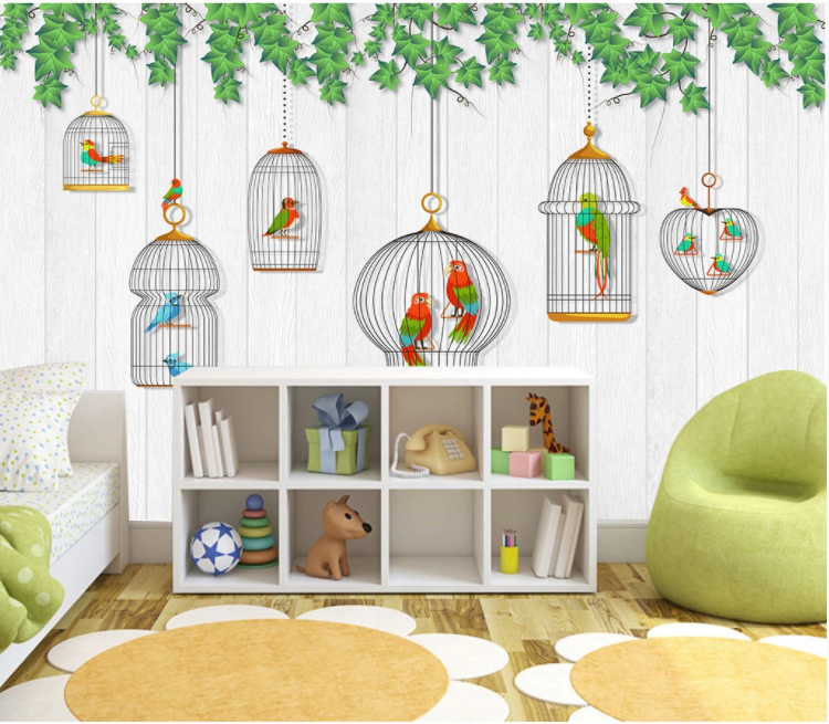 3D Cage Birds WC1449 Wall Murals