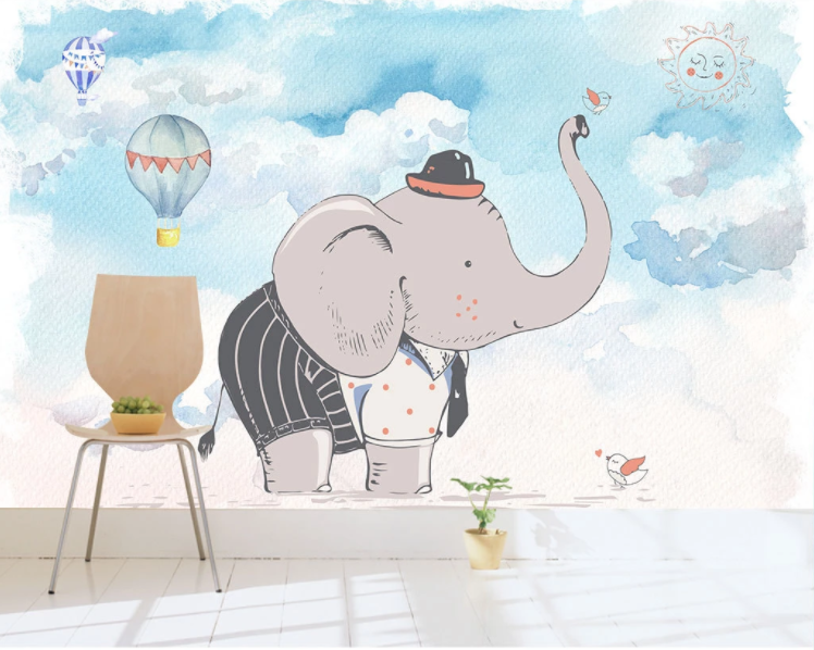 3D Cute Elephant WC942 Wall Murals