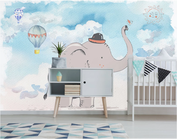 3D Cute Elephant WC942 Wall Murals