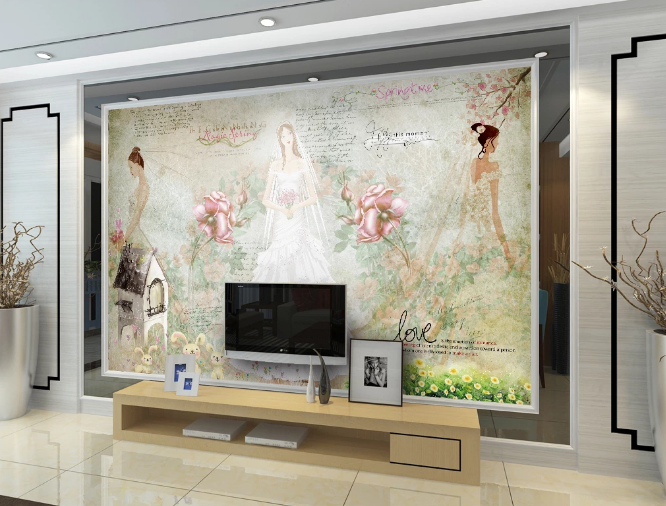 3D Bridal Wedding Dress WC173 Wall Murals