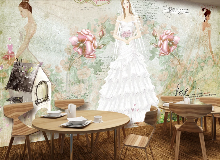 3D Bridal Wedding Dress WC173 Wall Murals