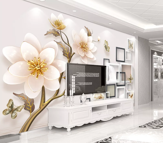 3D Plum Swan WC2145 Wall Murals