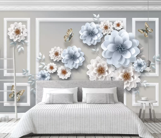 3D Peony Butterfly WC1963 Wall Murals