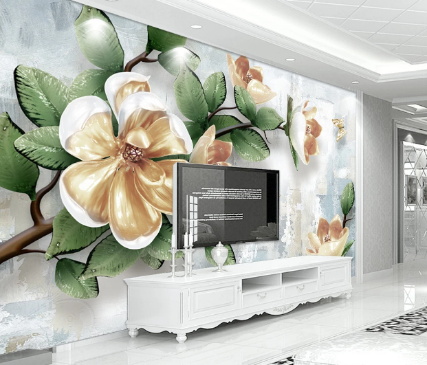 3D Yellow Flower WC1801 Wall Murals