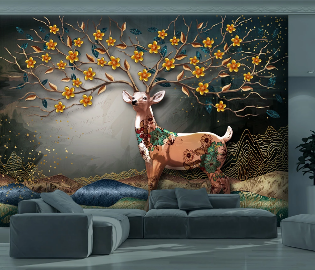 3D Deer Tattoo WC1956 Wall Murals