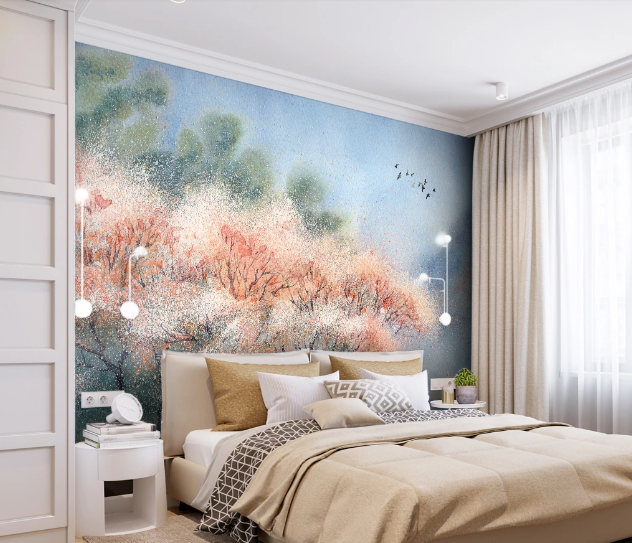 3D Pink Flower Forest WC1108 Wall Murals