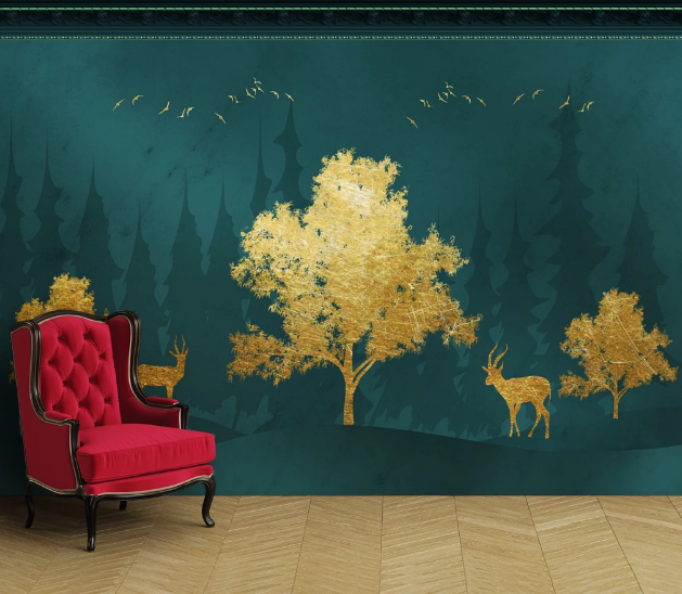 3D Golden Tree WC1953 Wall Murals