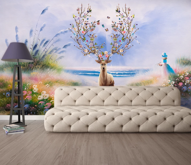 3D Fawn Butterfly WC990 Wall Murals