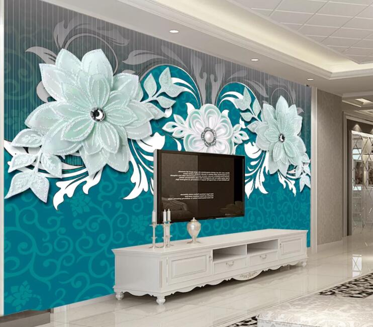 3D Green Flower WC1590 Wall Murals