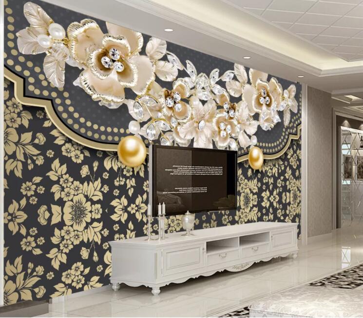 3D Pearl Flower WC1570 Wall Murals