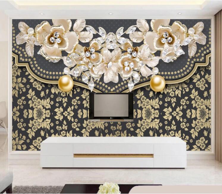 3D Pearl Flower WC1570 Wall Murals