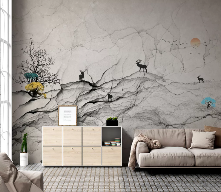 3D Dead Tree Fawn WC2405 Wall Murals