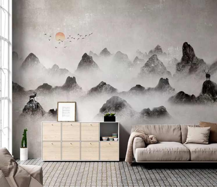 3D Sun Hillside WC2401 Wall Murals