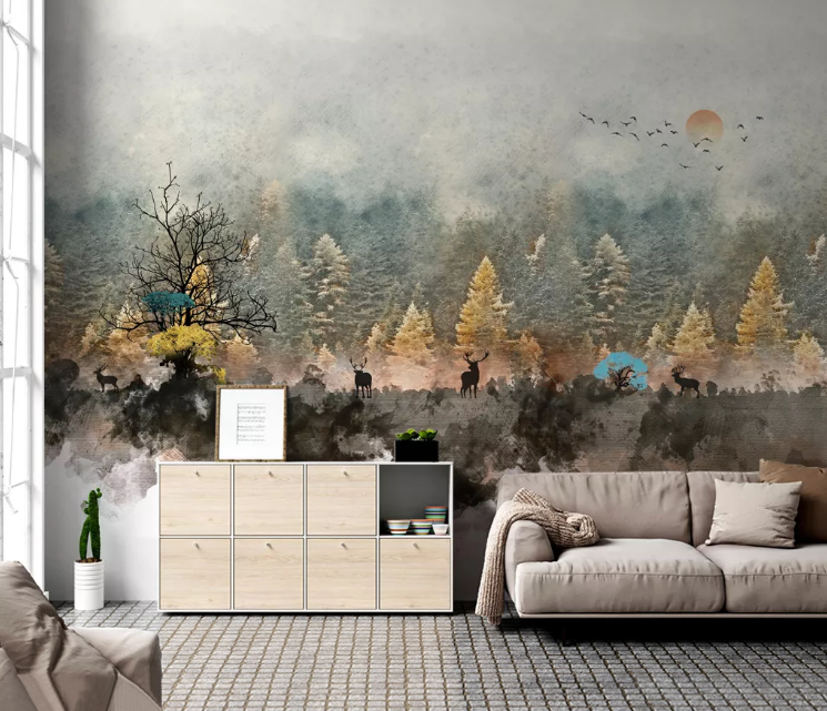 3D Sun Forest WC2400 Wall Murals