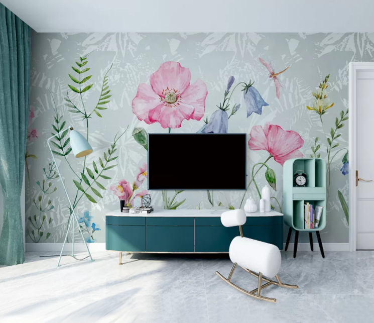 3D Dragonfly Flower WC2379 Wall Murals