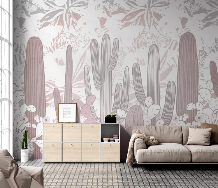 3D Red Cactus WC2377 Wall Murals