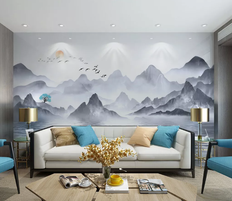 3D Lake Tree WC2344 Wall Murals