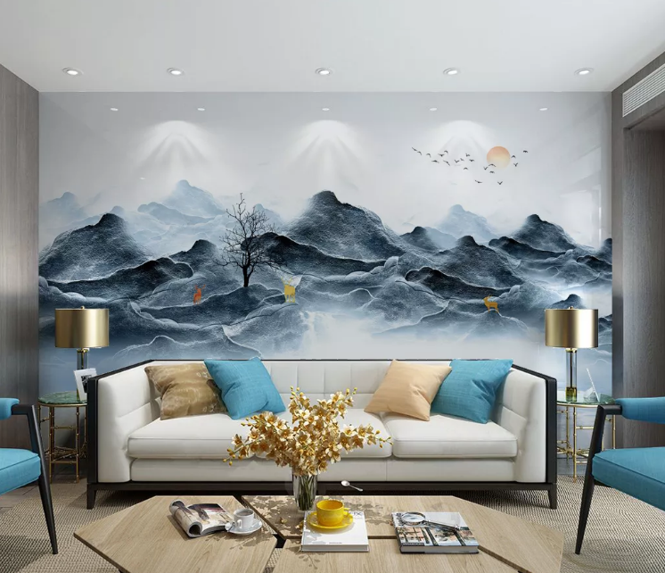 3D Mountain Canyon WC2302 Wall Murals