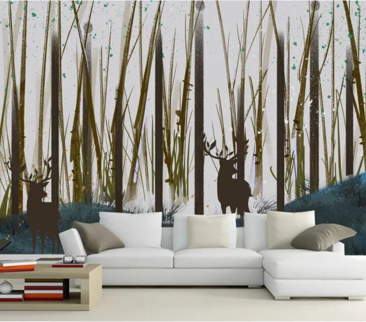 3D Night Deer WC1305 Wall Murals