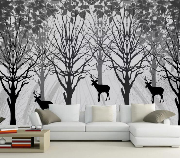 3D Black Fawn WC1304 Wall Murals