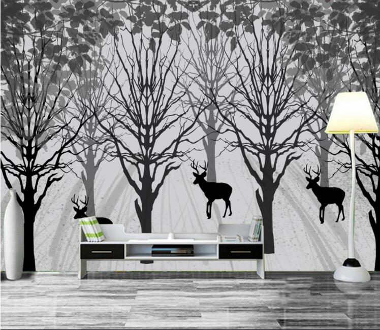 3D Black Fawn WC1304 Wall Murals