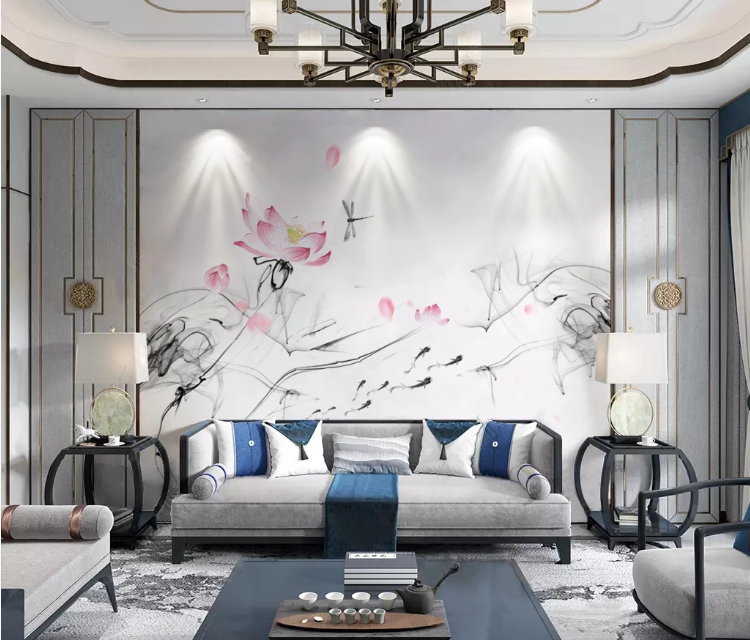 3D Lotus Dragonfly WC2268 Wall Murals