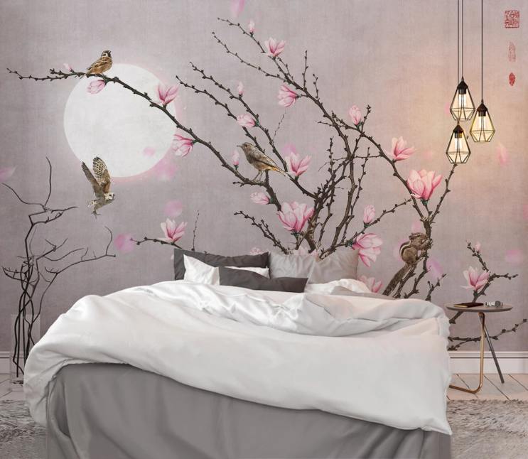 3D Flowering Bird WC2253 Wall Murals