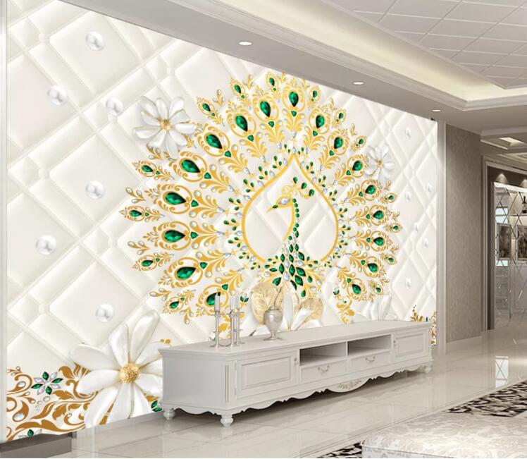 3D Emerald Peacock WC1122 Wall Murals