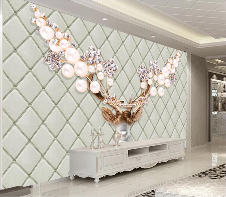 3D Pearl Deer Head WC1120 Wall Murals