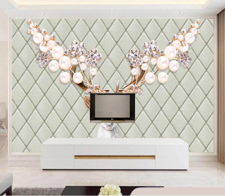 3D Pearl Deer Head WC1120 Wall Murals