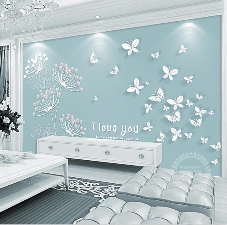 3D White Butterfly WC478 Wall Murals