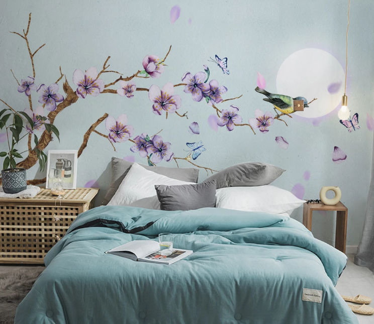 3D Moon Plum Petals WC2183 Wall Murals