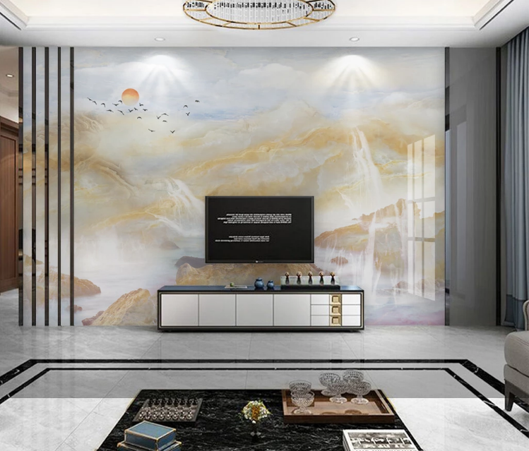 3D Mountain Waterfall WC2093 Wall Murals