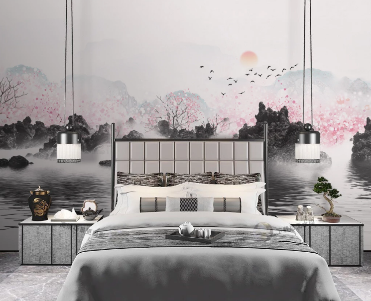 3D Peach Blossom Lake WC1981 Wall Murals