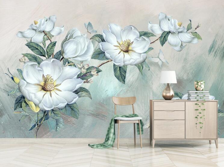 3D White Flower WC2390 Wall Murals