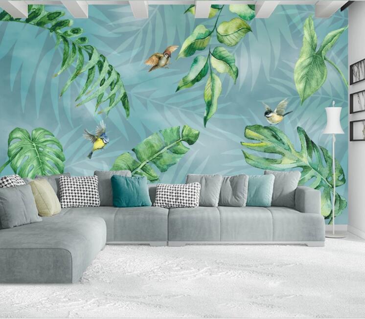 3D Bird Leaf WC2161 Wall Murals