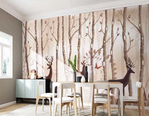 3D Deer Forest WC1866 Wall Murals